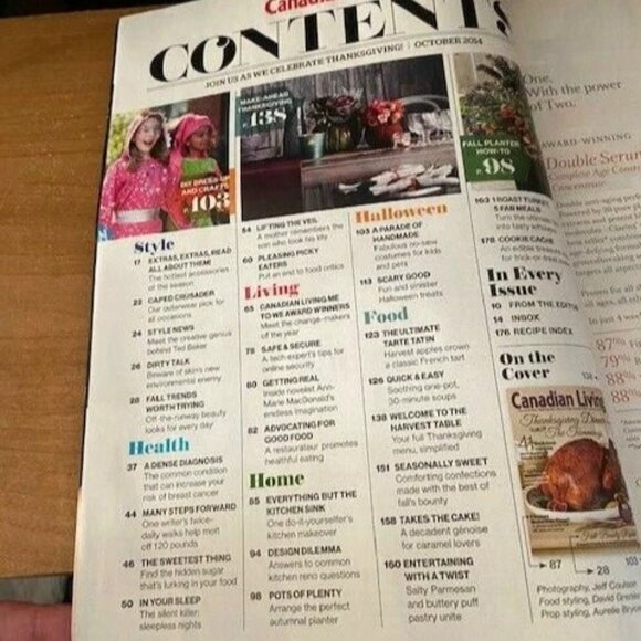 2/$30 Canadian Living Magazine Oct 2014 Vol39 No10 Thanksgiving Dinner Halloween - Picture 2 of 5